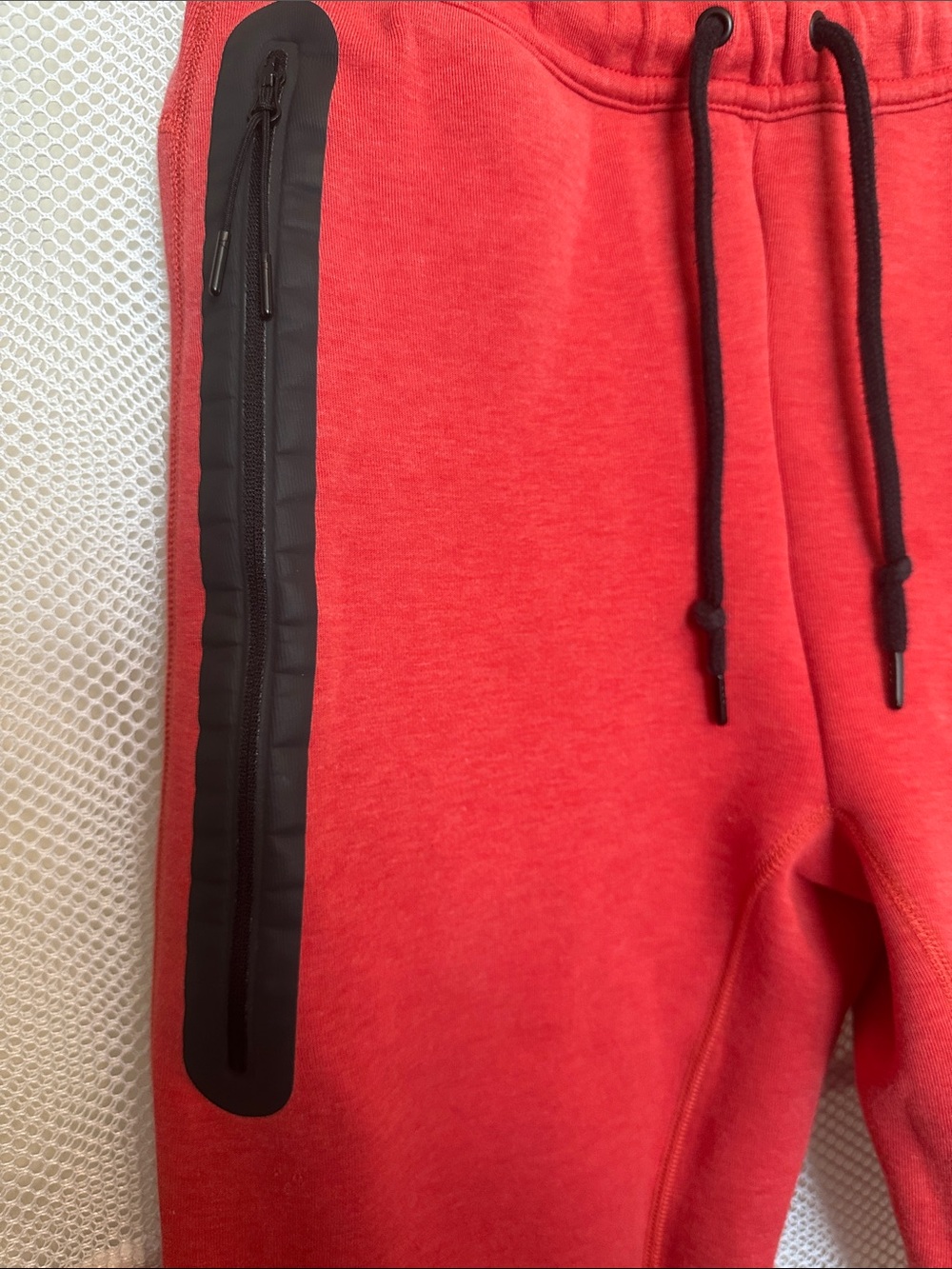 Nike Tech Heather Red Fleece Joggers with Black Trim - Picture 3 of 6